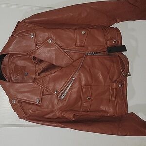 NWT Blank NYC Rust Faux Leather Moto Jacket